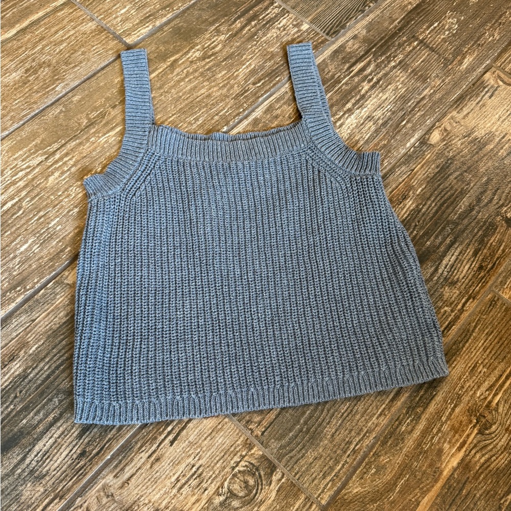 Toad & Co Blue Knit Crop Tank Top